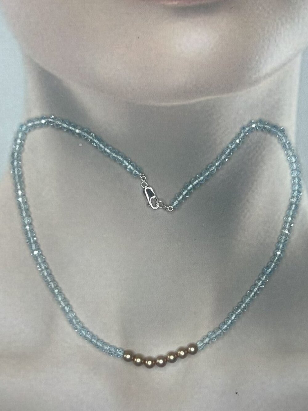 Blue Topaz and Freshwater Pearls Necklace.